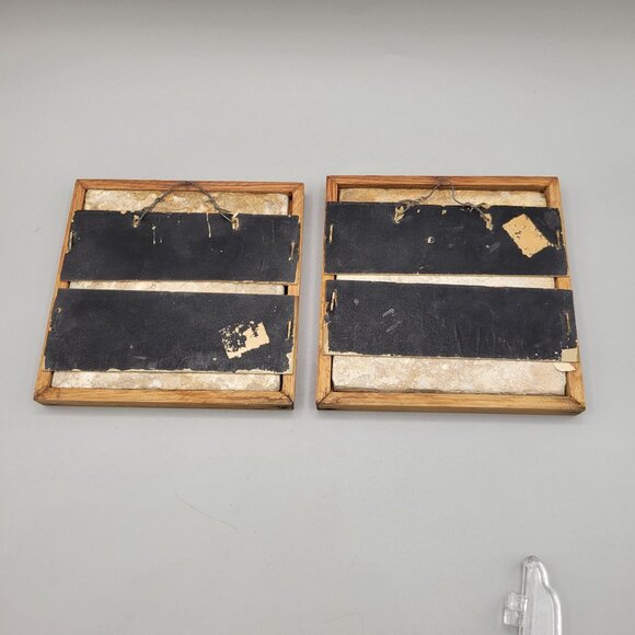 Antique Delft Tiles in Wood Frames 1800's Set of 2 - Picture 7 of 9